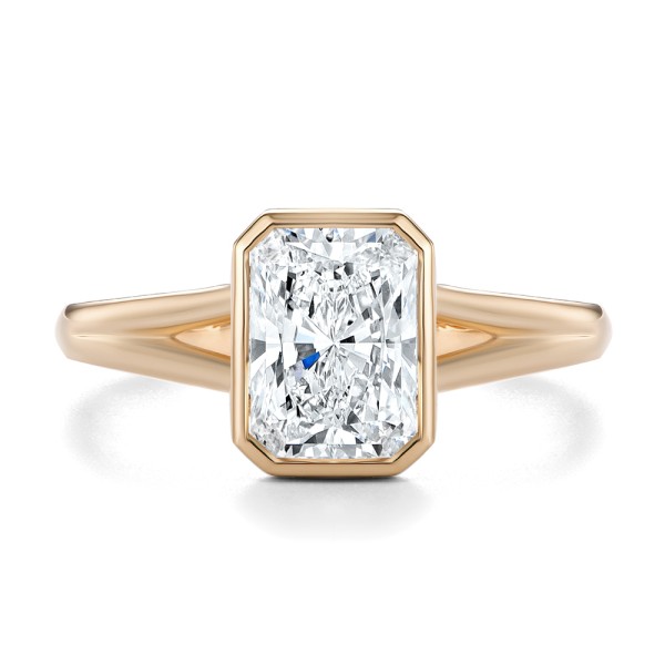 14k Rose Gold 14k Rose Gold Split Shank Radiant Cut Diamond Engagement Ring - Top View - 107898