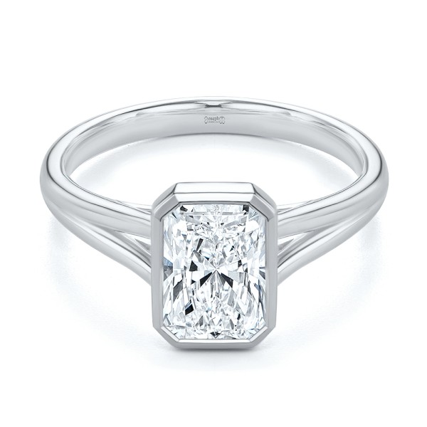 18k White Gold 18k White Gold Split Shank Radiant Cut Diamond Engagement Ring - Flat View - 107898