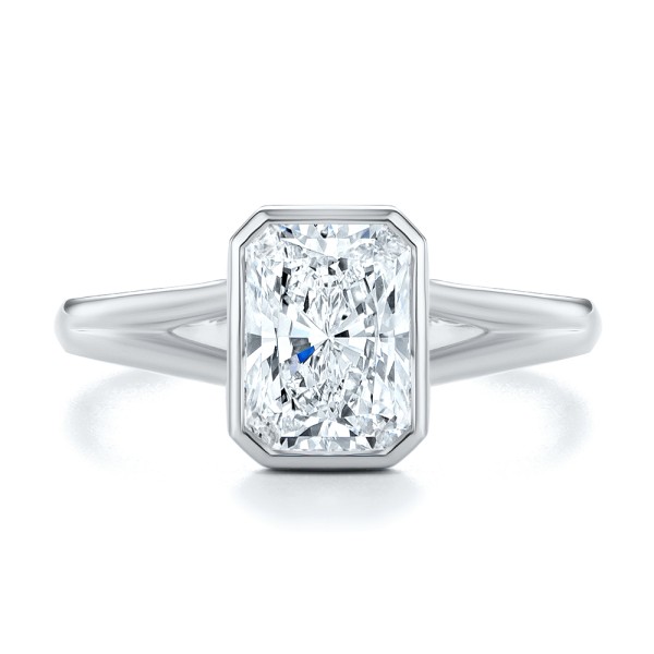 18k White Gold 18k White Gold Split Shank Radiant Cut Diamond Engagement Ring - Top View - 107898