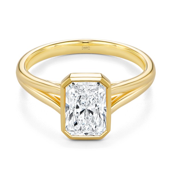 14k Yellow Gold Split Shank Radiant Cut Diamond Engagement Ring - Flat View - 107898