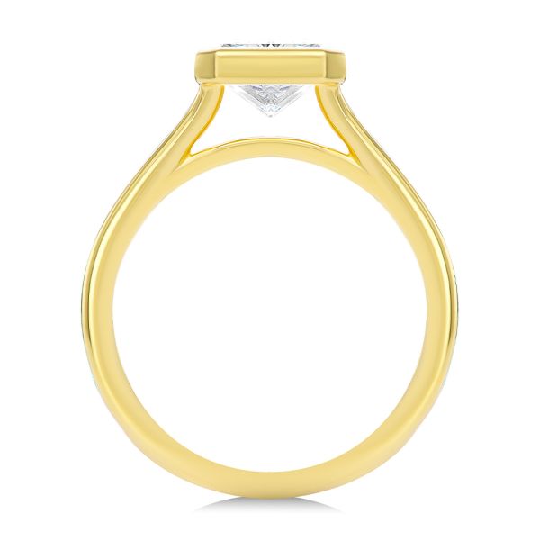 14k Yellow Gold Split Shank Radiant Cut Diamond Engagement Ring - Front View - 107898