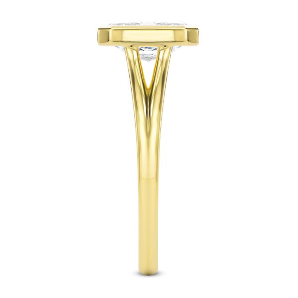 14k Yellow Gold Split Shank Radiant Cut Diamond Engagement Ring - Side View - 107898