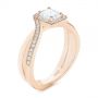 14k Rose Gold 14k Rose Gold Split Shank Radiant Diamond Halo Engagement Ring - Three-Quarter View -  104859 - Thumbnail