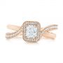 14k Rose Gold 14k Rose Gold Split Shank Radiant Diamond Halo Engagement Ring - Top View -  104859 - Thumbnail