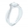 14k White Gold Split Shank Radiant Diamond Halo Engagement Ring - Three-Quarter View -  104859 - Thumbnail