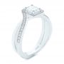 18k White Gold 18k White Gold Split Shank Radiant Diamond Halo Engagement Ring - Three-Quarter View -  104859 - Thumbnail