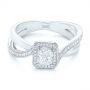 18k White Gold 18k White Gold Split Shank Radiant Diamond Halo Engagement Ring - Flat View -  104859 - Thumbnail