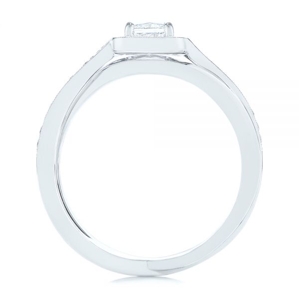 Platinum Platinum Split Shank Radiant Diamond Halo Engagement Ring - Front View - 104859