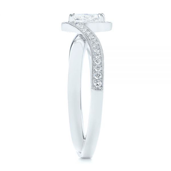 Platinum Platinum Split Shank Radiant Diamond Halo Engagement Ring - Side View - 104859