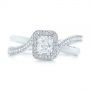 14k White Gold Split Shank Radiant Diamond Halo Engagement Ring - Top View -  104859 - Thumbnail