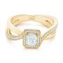 18k Yellow Gold 18k Yellow Gold Split Shank Radiant Diamond Halo Engagement Ring - Flat View -  104859 - Thumbnail