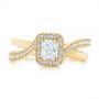18k Yellow Gold 18k Yellow Gold Split Shank Radiant Diamond Halo Engagement Ring - Top View -  104859 - Thumbnail