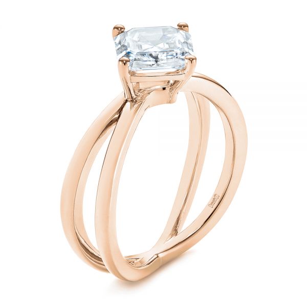 18k Rose Gold 18k Rose Gold Split Shank Solitaire Asscher Diamond Engagement Ring - Three-Quarter View -  105772