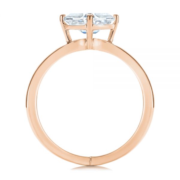 18k Rose Gold 18k Rose Gold Split Shank Solitaire Asscher Diamond Engagement Ring - Front View -  105772