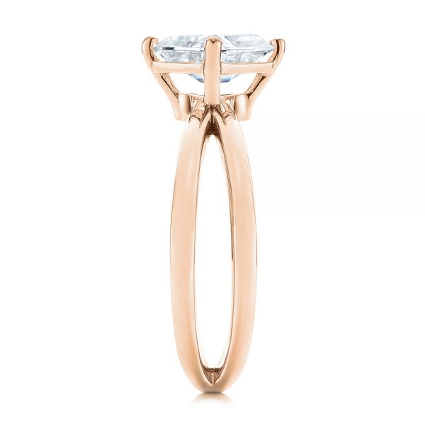 18k Rose Gold 18k Rose Gold Split Shank Solitaire Asscher Diamond Engagement Ring - Side View -  105772