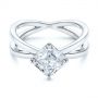 18k White Gold 18k White Gold Split Shank Solitaire Asscher Diamond Engagement Ring - Flat View -  105772 - Thumbnail