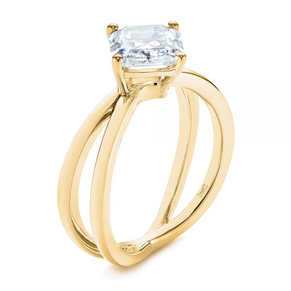 14k Yellow Gold 14k Yellow Gold Split Shank Solitaire Asscher Diamond Engagement Ring - Three-Quarter View - 105772
