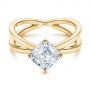 14k Yellow Gold 14k Yellow Gold Split Shank Solitaire Asscher Diamond Engagement Ring - Flat View -  105772 - Thumbnail