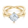18k Yellow Gold 18k Yellow Gold Split Shank Solitaire Asscher Diamond Engagement Ring - Flat View -  105772 - Thumbnail