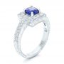  Platinum Square Halo Engagement Ring - Three-Quarter View -  100361 - Thumbnail