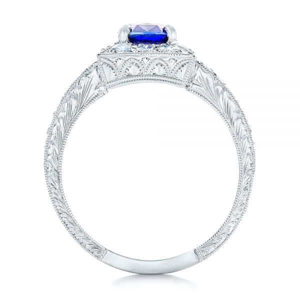  Platinum Square Halo Engagement Ring - Front View -  100361