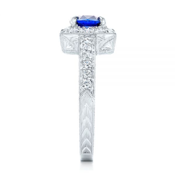 Platinum Square Halo Engagement Ring - Side View - 100361