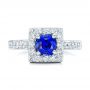  Platinum Square Halo Engagement Ring - Top View -  100361 - Thumbnail