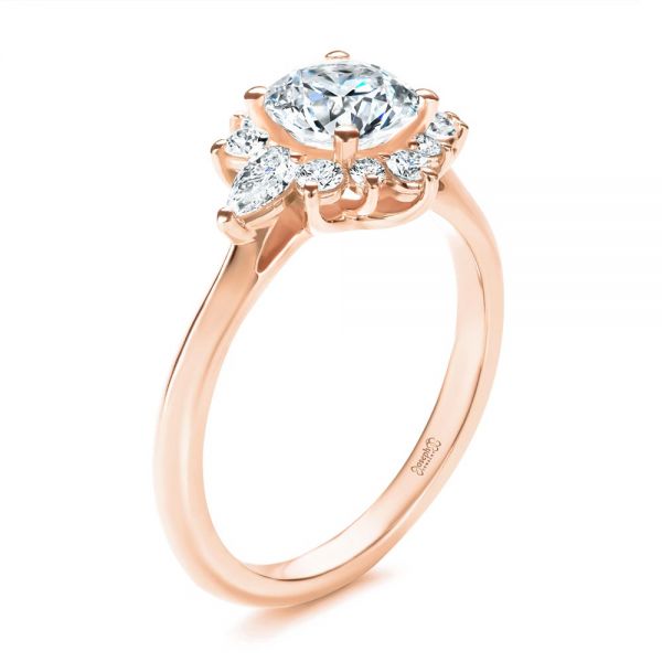 Starburst Cluster Halo Diamond Engagement Ring - Image