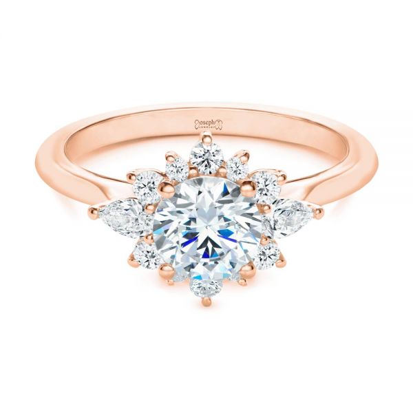 14k Rose Gold 14k Rose Gold Starburst Cluster Halo Diamond Engagement Ring - Flat View - 107131