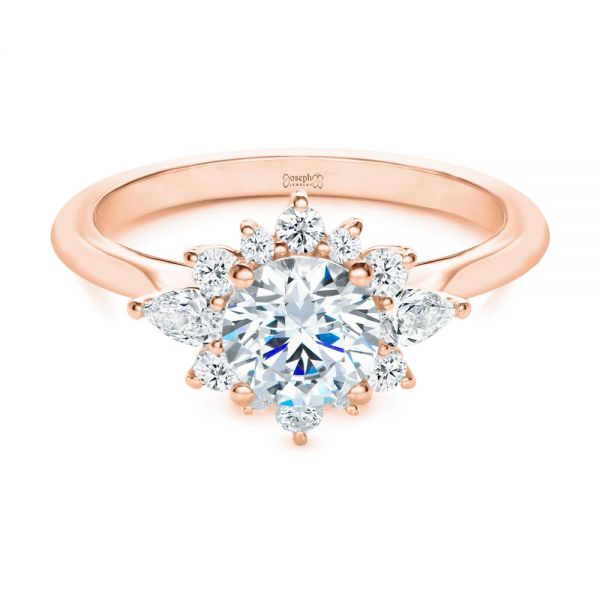 14k Rose Gold 14k Rose Gold Starburst Cluster Halo Diamond Engagement Ring - Flat View -  107131