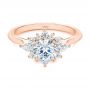 18k Rose Gold 18k Rose Gold Starburst Cluster Halo Diamond Engagement Ring - Flat View -  107131 - Thumbnail