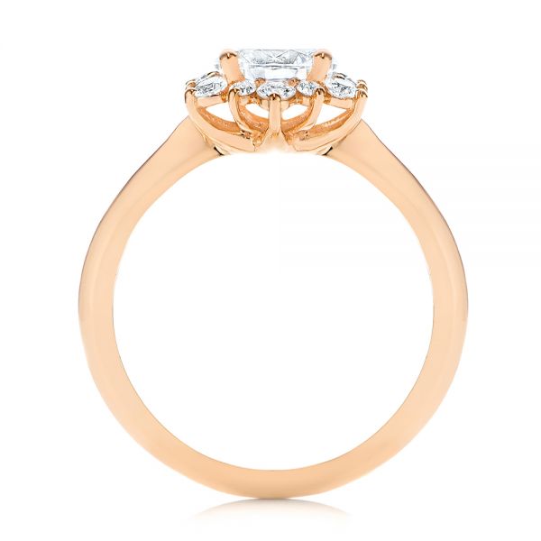 14K Rose Gold Starburst Cluster Halo Diamond Engagement Ring