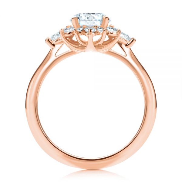 18k Rose Gold 18k Rose Gold Starburst Cluster Halo Diamond Engagement Ring - Front View -  107131
