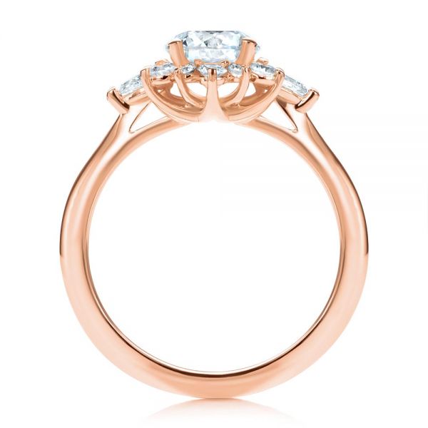 14k Rose Gold 14k Rose Gold Starburst Cluster Halo Diamond Engagement Ring - Front View - 107131