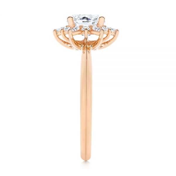 14k Rose Gold 14k Rose Gold Starburst Cluster Halo Diamond Engagement Ring - Side View -  105908 - Thumbnail