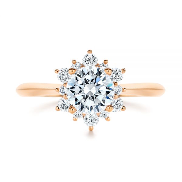 14k Rose Gold 14k Rose Gold Starburst Cluster Halo Diamond Engagement Ring - Top View -  105908