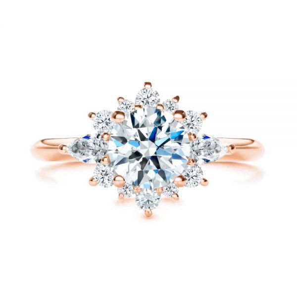14k Rose Gold 14k Rose Gold Starburst Cluster Halo Diamond Engagement Ring - Top View -  107131
