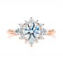 18k Rose Gold 18k Rose Gold Starburst Cluster Halo Diamond Engagement Ring - Top View -  107131 - Thumbnail