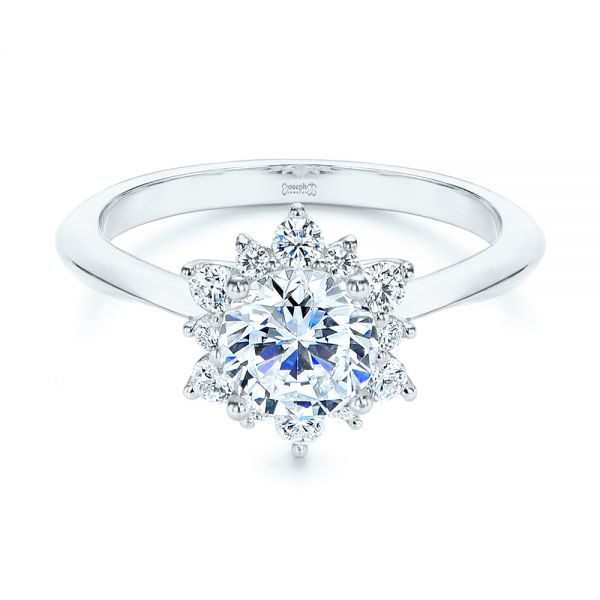 14k White Gold 14k White Gold Starburst Cluster Halo Diamond Engagement Ring - Flat View -  105908 - Thumbnail