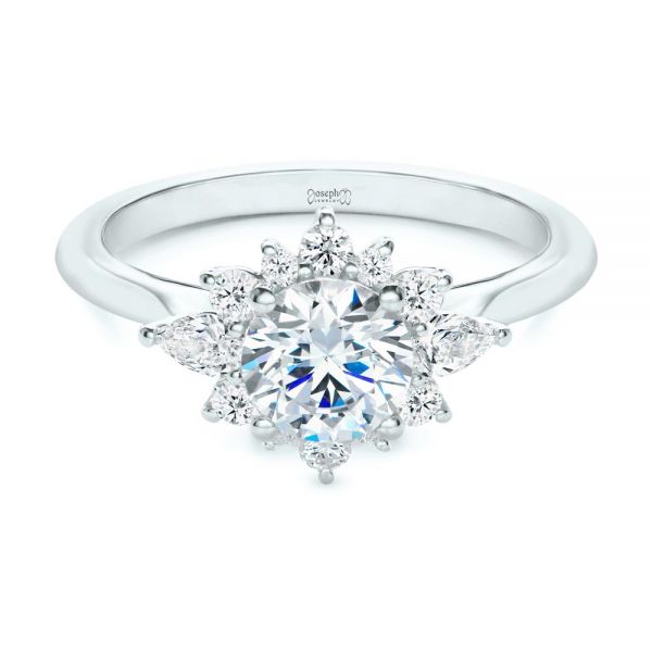  Platinum Platinum Starburst Cluster Halo Diamond Engagement Ring - Flat View -  107131