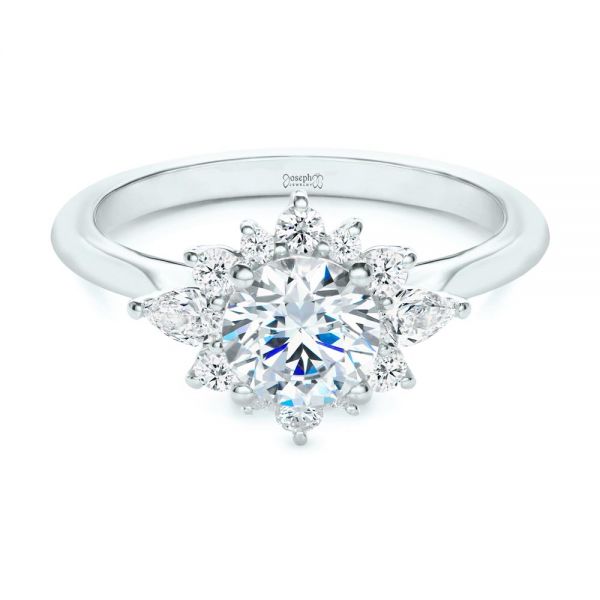 Platinum Platinum Starburst Cluster Halo Diamond Engagement Ring - Flat View - 107131
