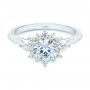 18k White Gold 18k White Gold Starburst Cluster Halo Diamond Engagement Ring - Flat View -  107131 - Thumbnail