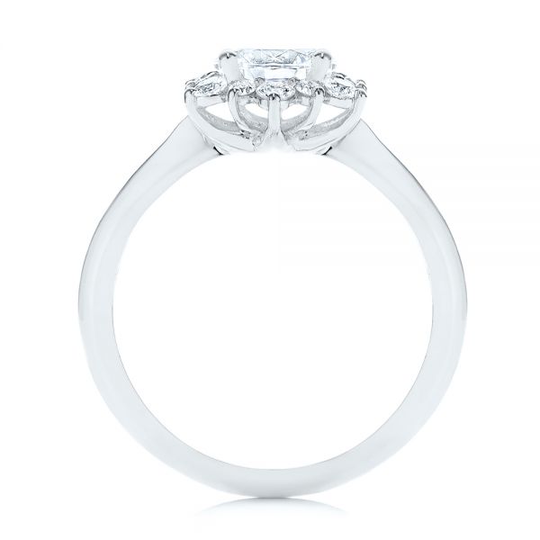14k White Gold 14k White Gold Starburst Cluster Halo Diamond Engagement Ring - Front View -  105908 - Thumbnail