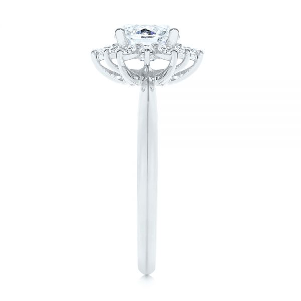14k White Gold 14k White Gold Starburst Cluster Halo Diamond Engagement Ring - Side View - 105908