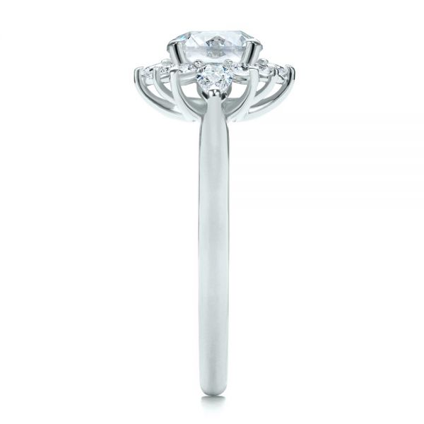 Platinum Platinum Starburst Cluster Halo Diamond Engagement Ring - Side View - 107131