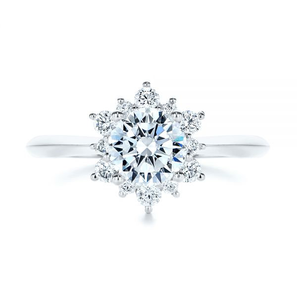 14k White Gold 14k White Gold Starburst Cluster Halo Diamond Engagement Ring - Top View -  105908 - Thumbnail