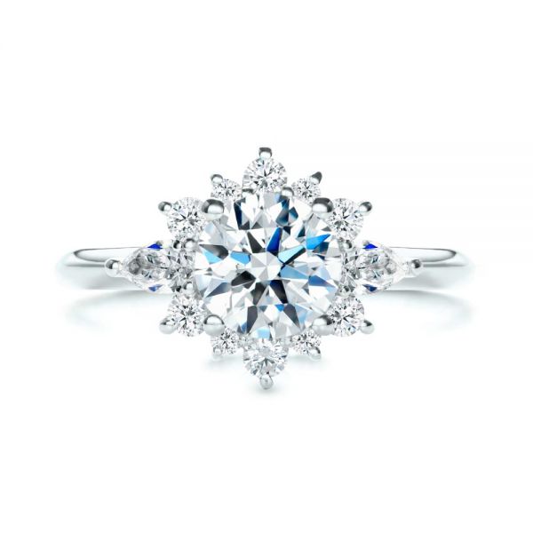 18k White Gold 18k White Gold Starburst Cluster Halo Diamond Engagement Ring - Top View -  107131