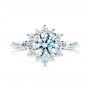 18k White Gold 18k White Gold Starburst Cluster Halo Diamond Engagement Ring - Top View -  107131 - Thumbnail