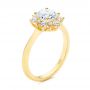 18k Yellow Gold Starburst Cluster Halo Diamond Engagement Ring - Three-Quarter View -  105908 - Thumbnail