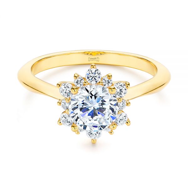 14k Yellow Gold 14k Yellow Gold Starburst Cluster Halo Diamond Engagement Ring - Flat View -  105908 - Thumbnail